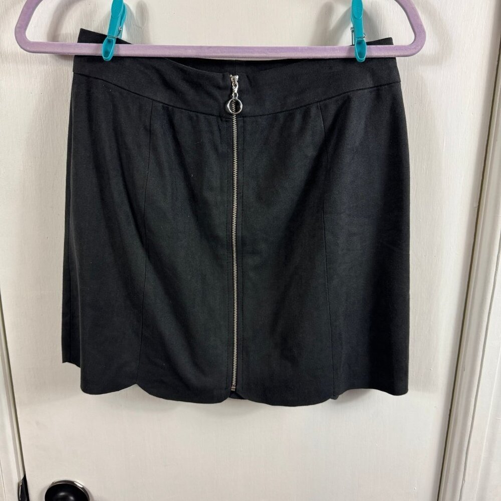 Wayf gray faux suede zip up a-line skirt size S